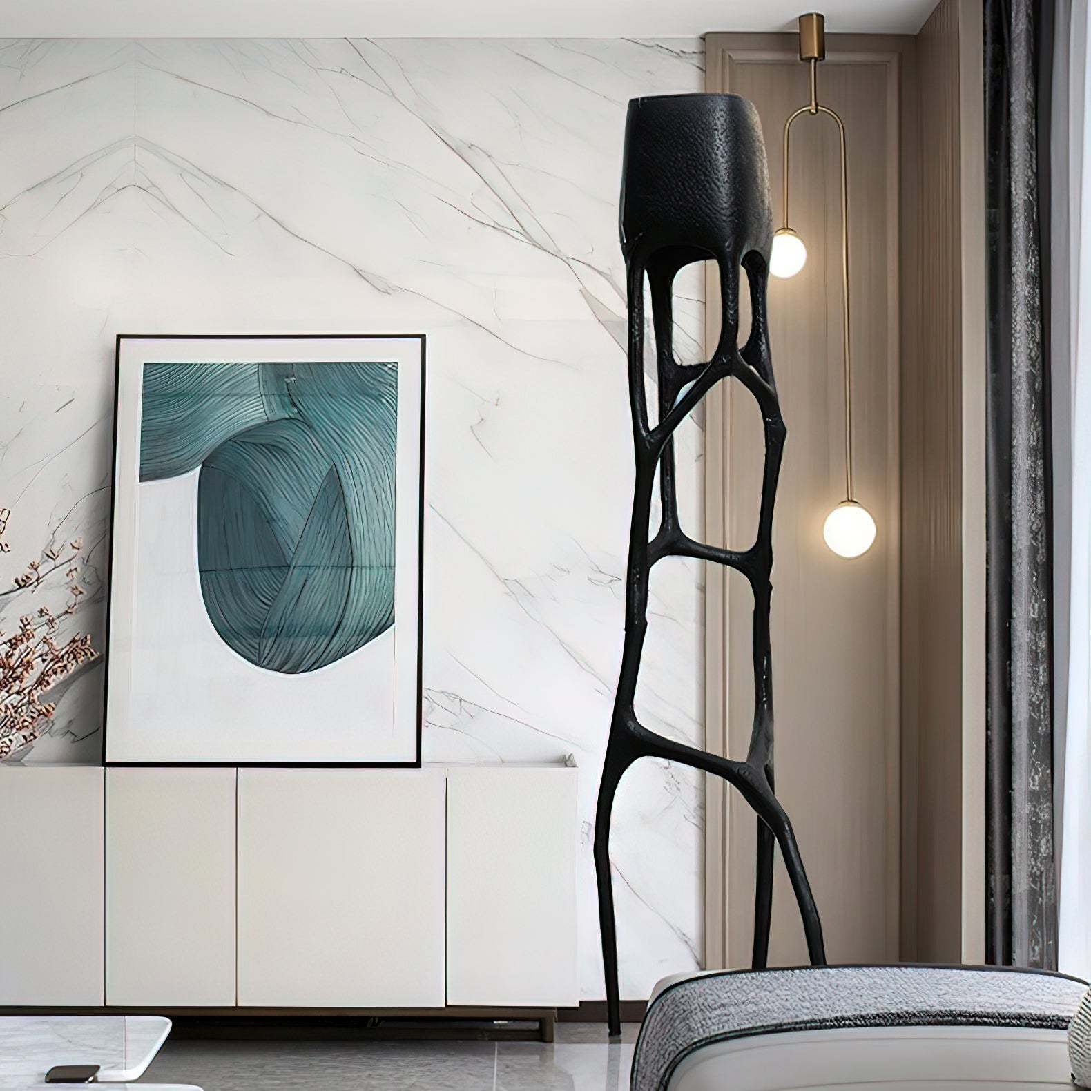 Retro Sculpted Metal Floor Lamp