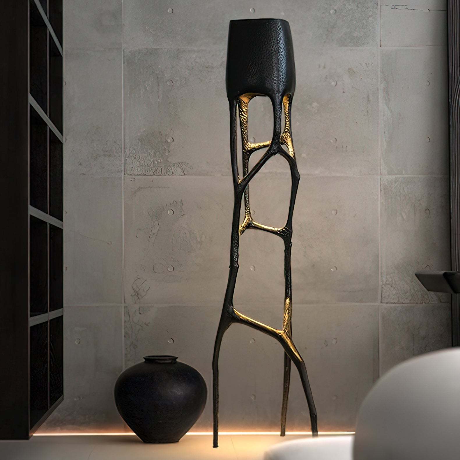 Retro Sculpted Metal Floor Lamp