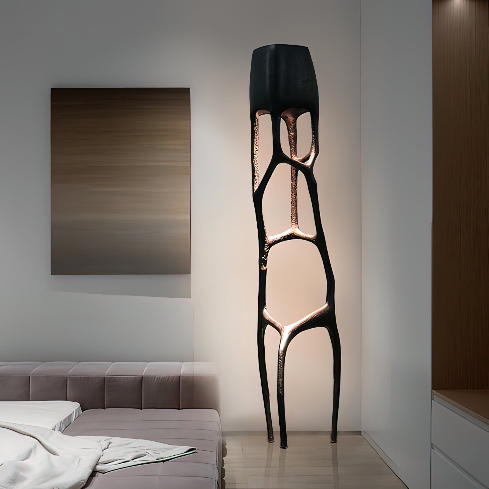 Retro Sculpted Metal Floor Lamp