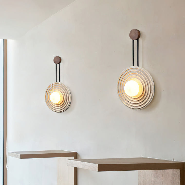 Dune Layered Travertine Wood Wall Light Beige