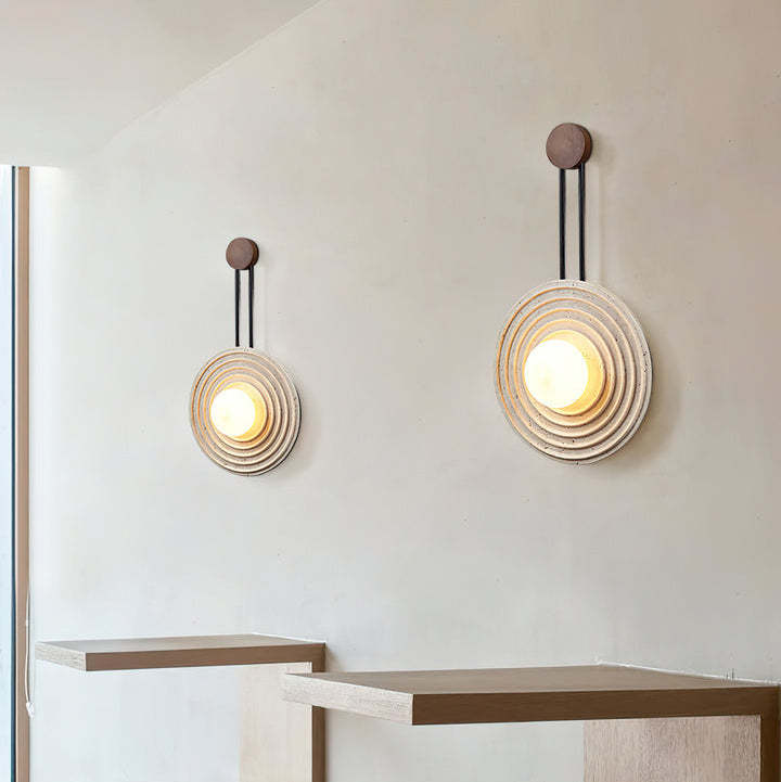 Dune Layered Travertine Wood Wall Light Beige