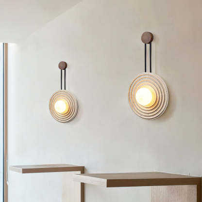 Dune Layered Travertine Wood Wall Light Beige