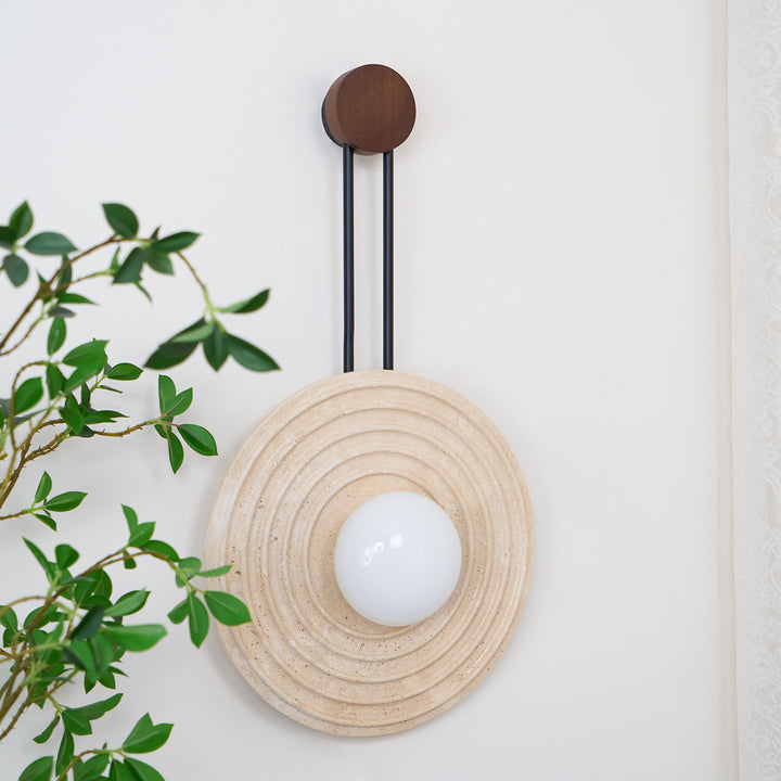 Dune Layered Travertine Wood Wall Light Beige