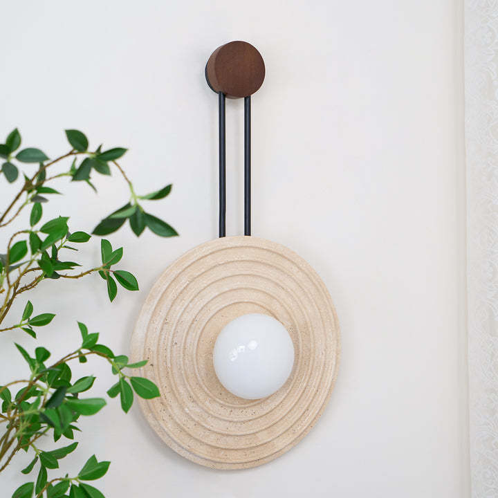 Dune Layered Travertine Wood Wall Light Beige
