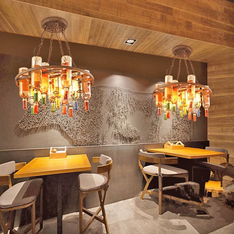 Hailie Antiguo Lámpara Colgante, Botella de Vino, Metal/Vidrio, Colorido, Dormitorio