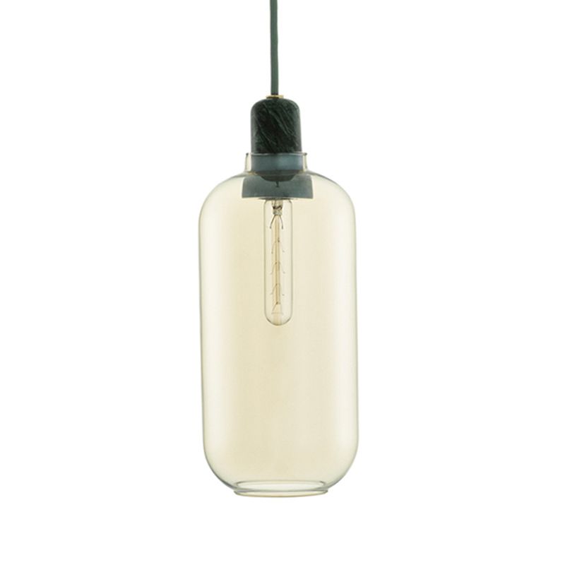 Hailie Diseñador Cilindro LED Lámpara Colgante Ámbar/Gris Ahumado Sala de Estar Mármol/Vidrio