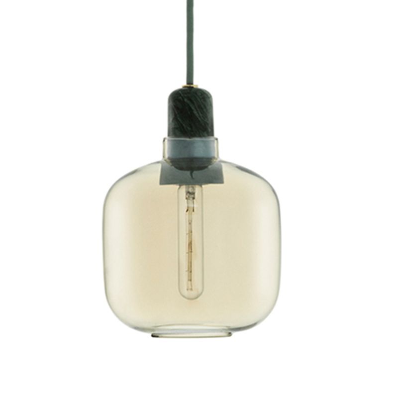 Hailie Diseñador Cilindro LED Lámpara Colgante Ámbar/Gris Ahumado Sala de Estar Mármol/Vidrio