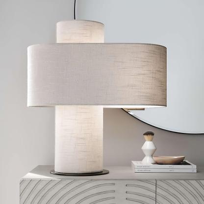 Hakka Fabric Beige Table Lamp