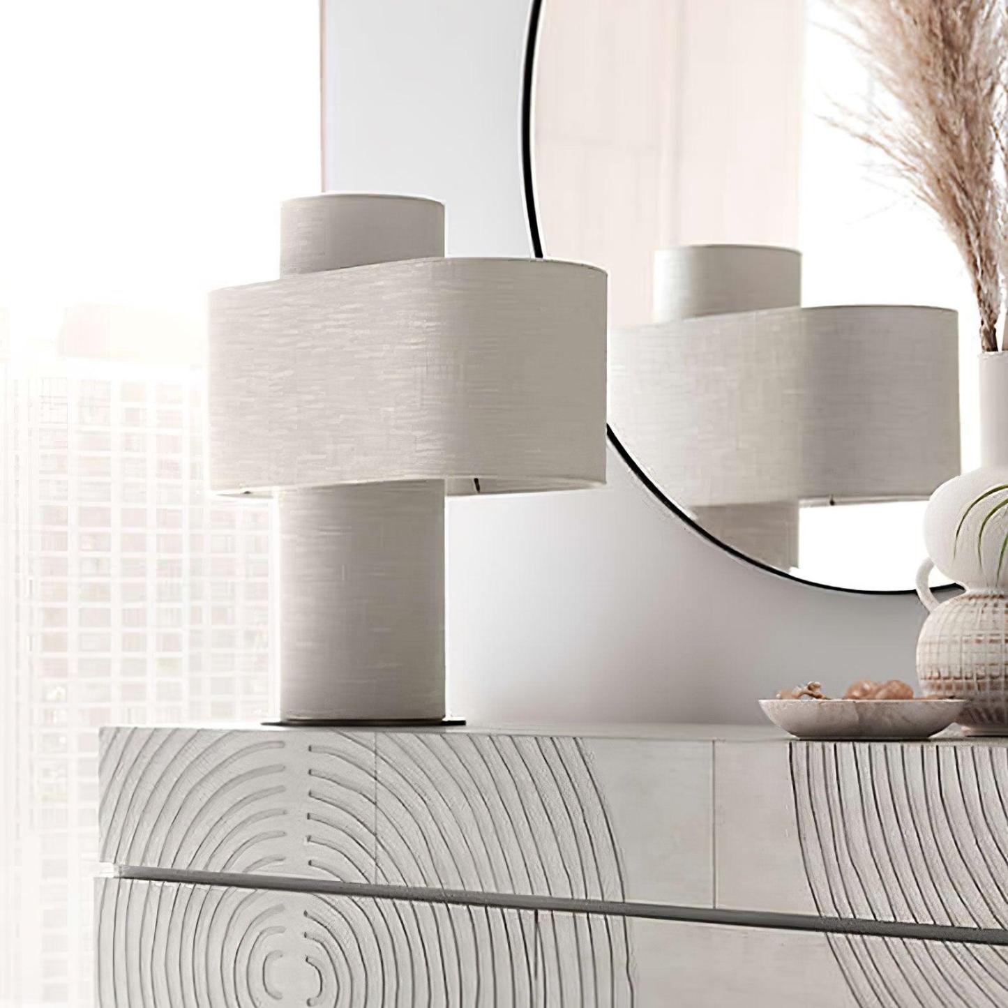 Hakka Fabric Beige Table Lamp