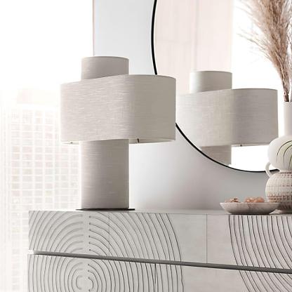 Hakka Fabric Beige Table Lamp