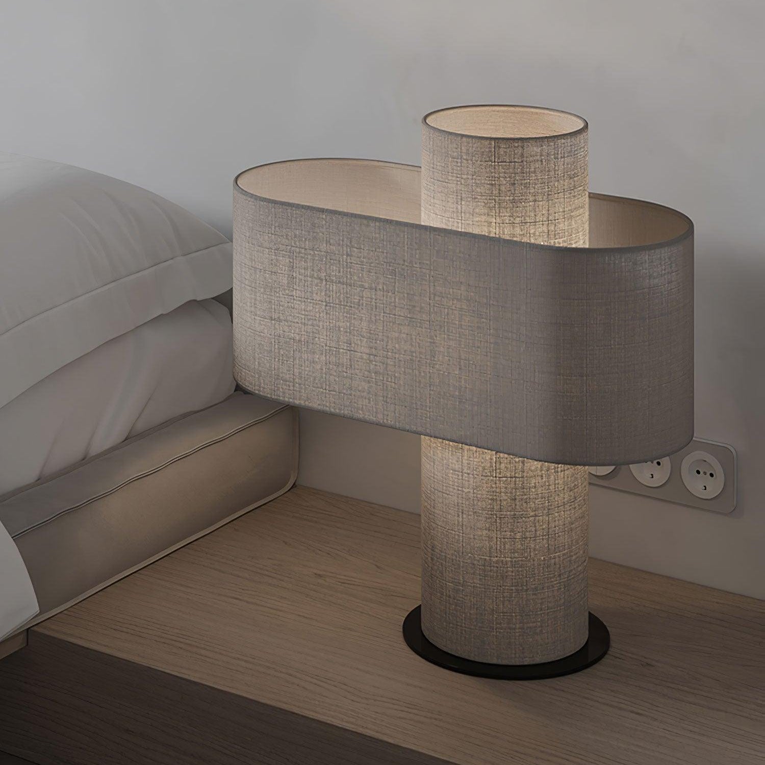 Hakka Fabric Beige Table Lamp