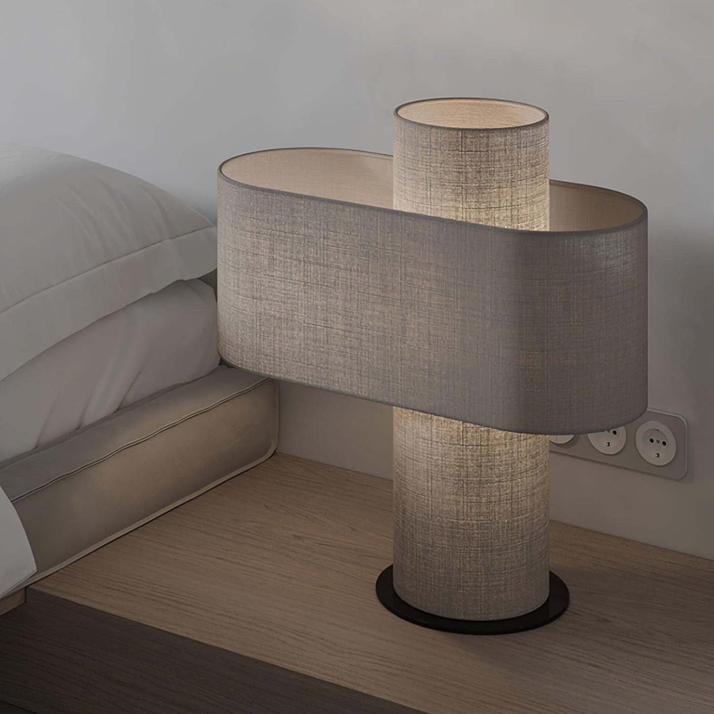 Hakka Fabric Beige Table Lamp