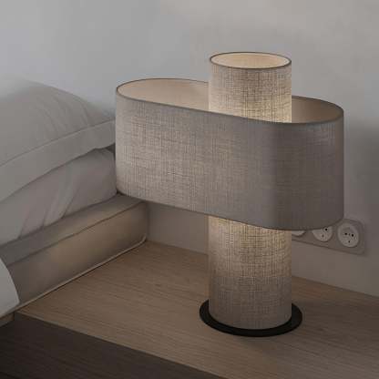 Hakka Fabric Beige Table Lamp