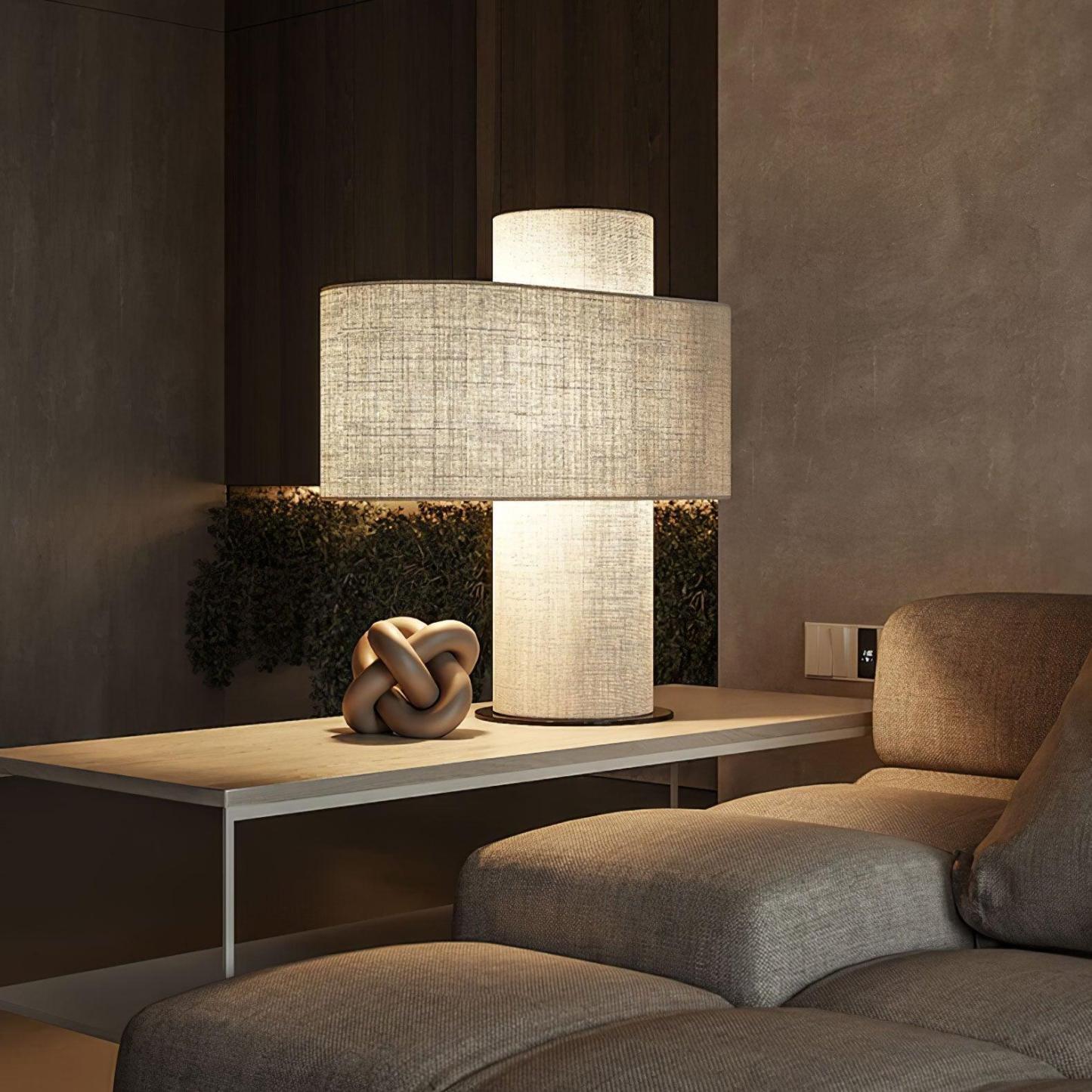 Hakka Fabric Beige Table Lamp