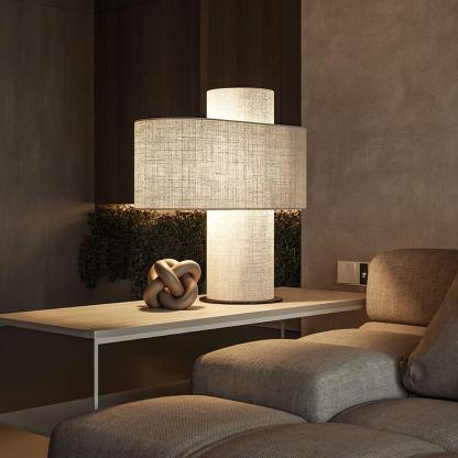 Hakka Fabric Beige Table Lamp