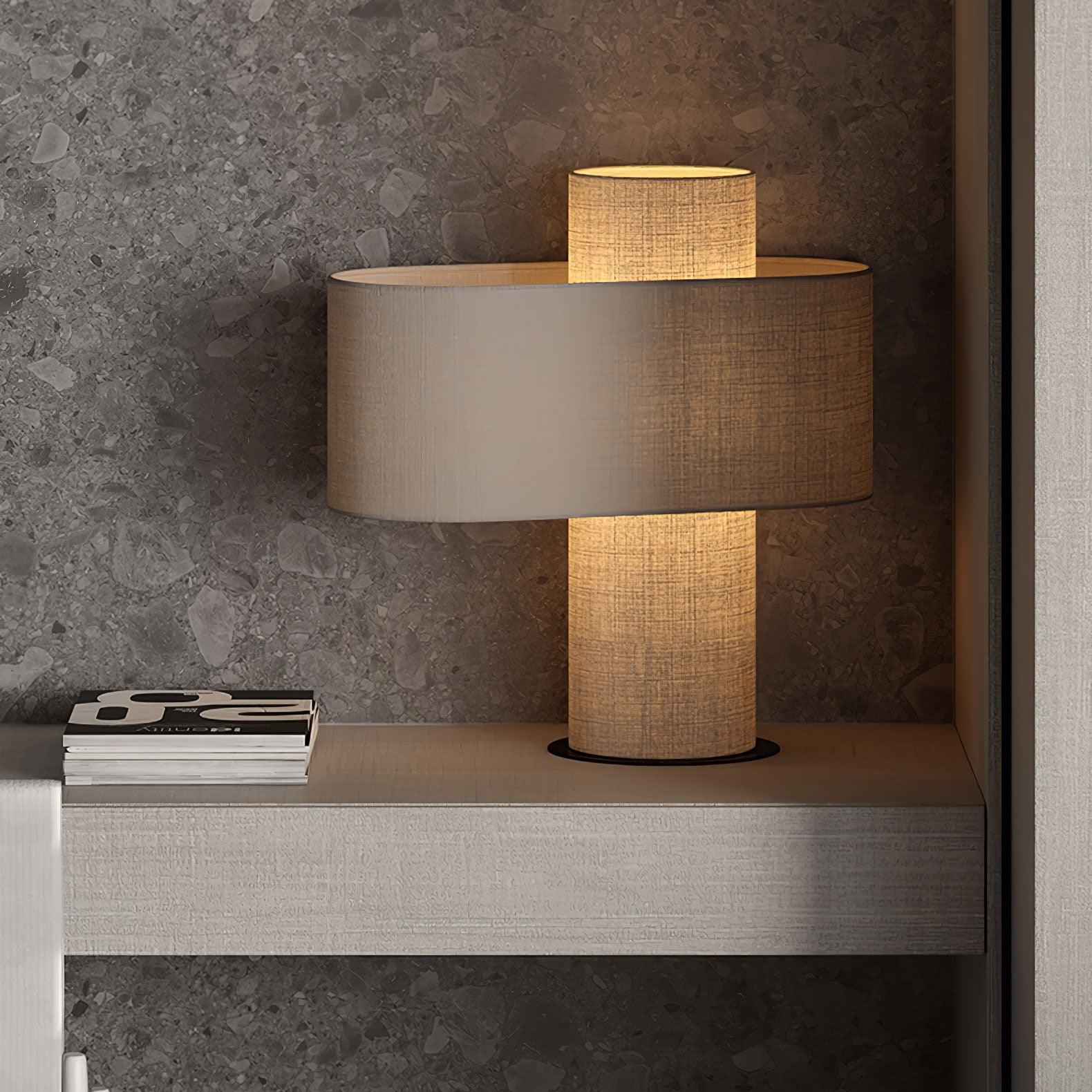 Hakka Fabric Beige Table Lamp