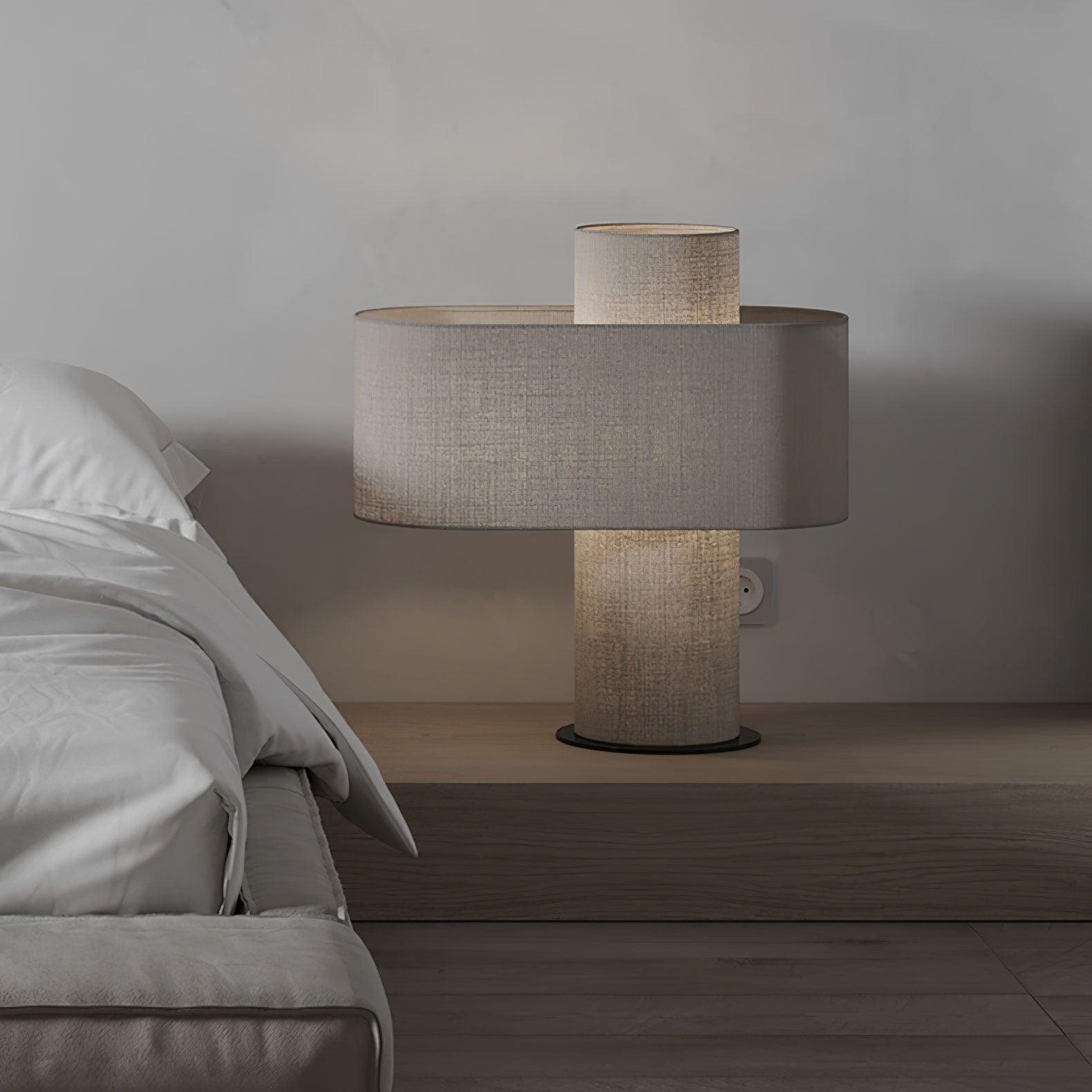 Hakka Fabric Beige Table Lamp
