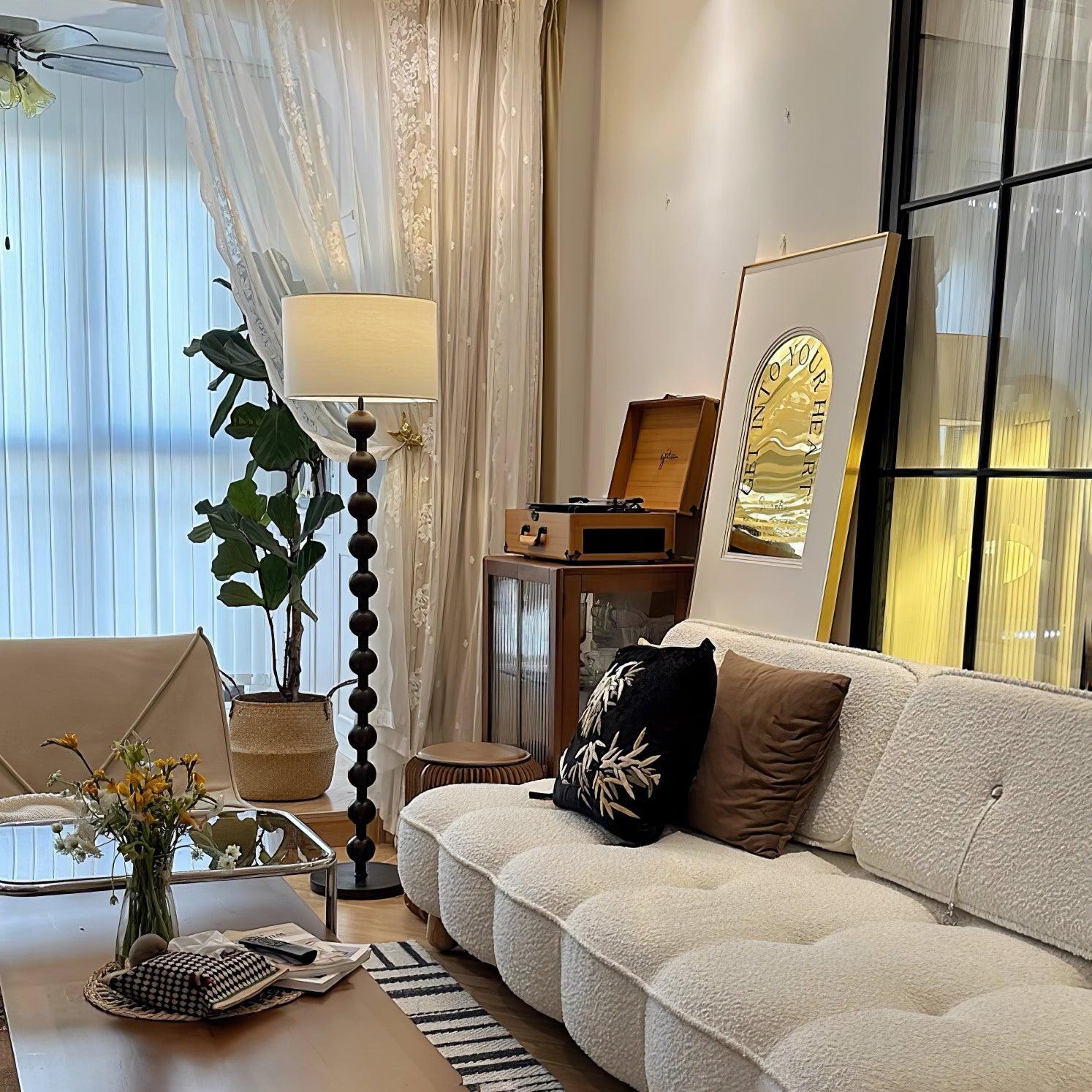 Hakka Barbell Wood Floor Lamp