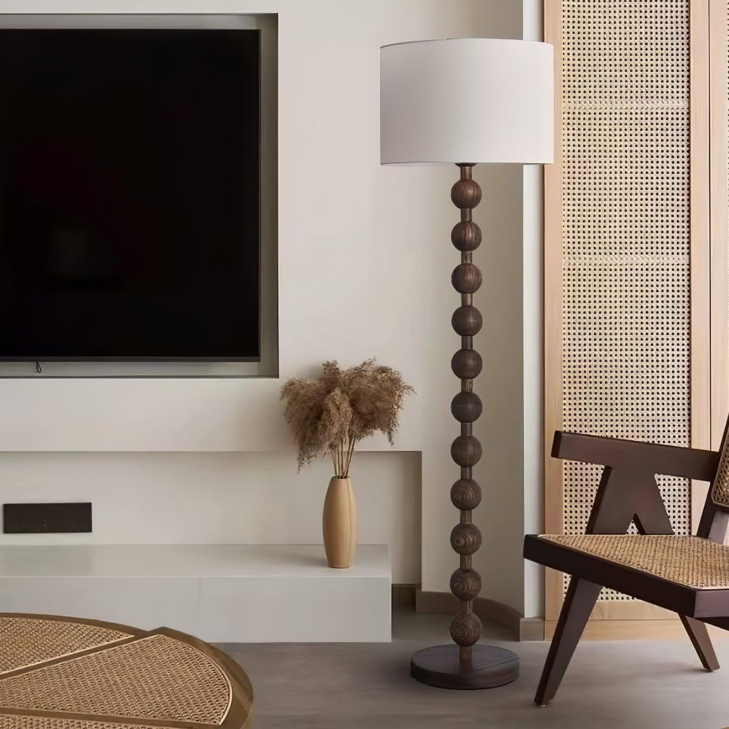 Hakka Barbell Wood Floor Lamp