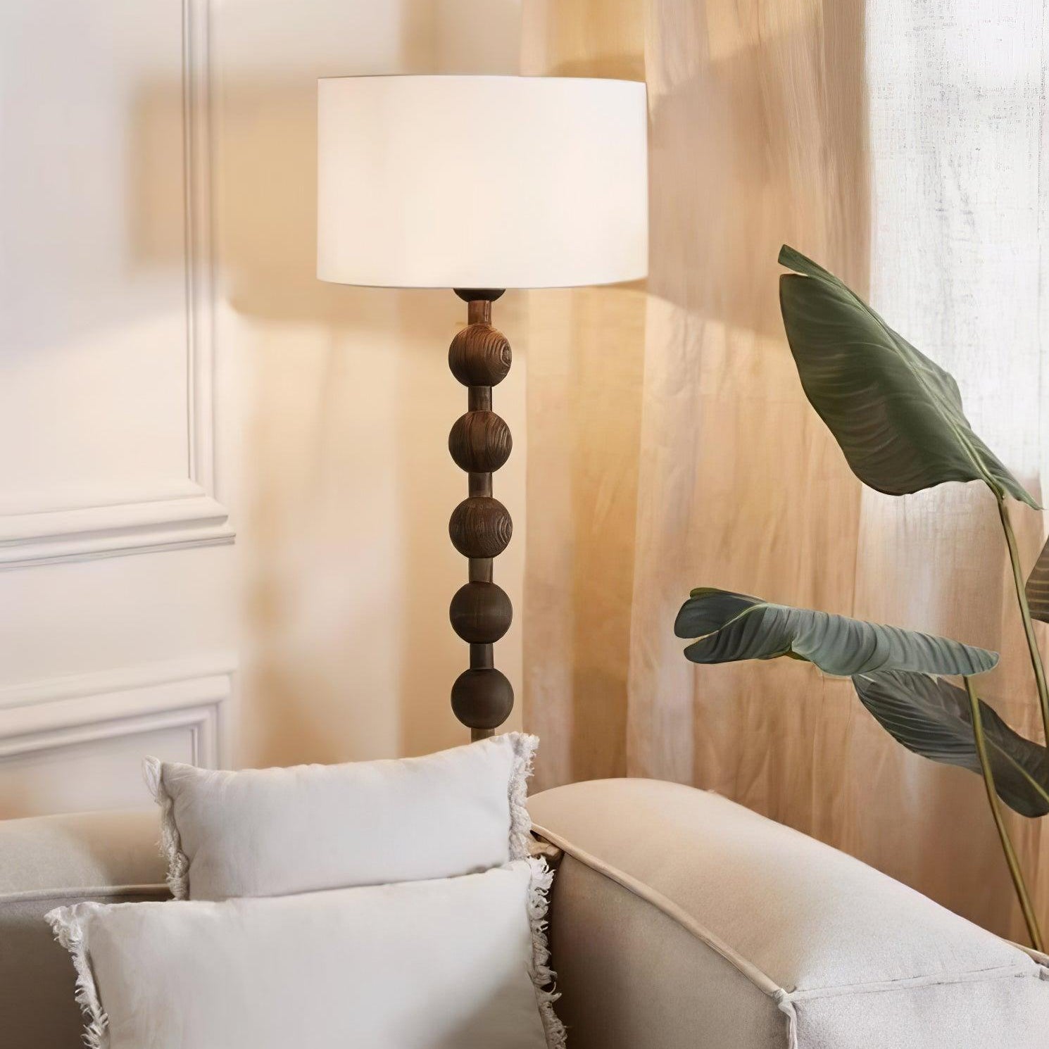 Hakka Barbell Wood Floor Lamp