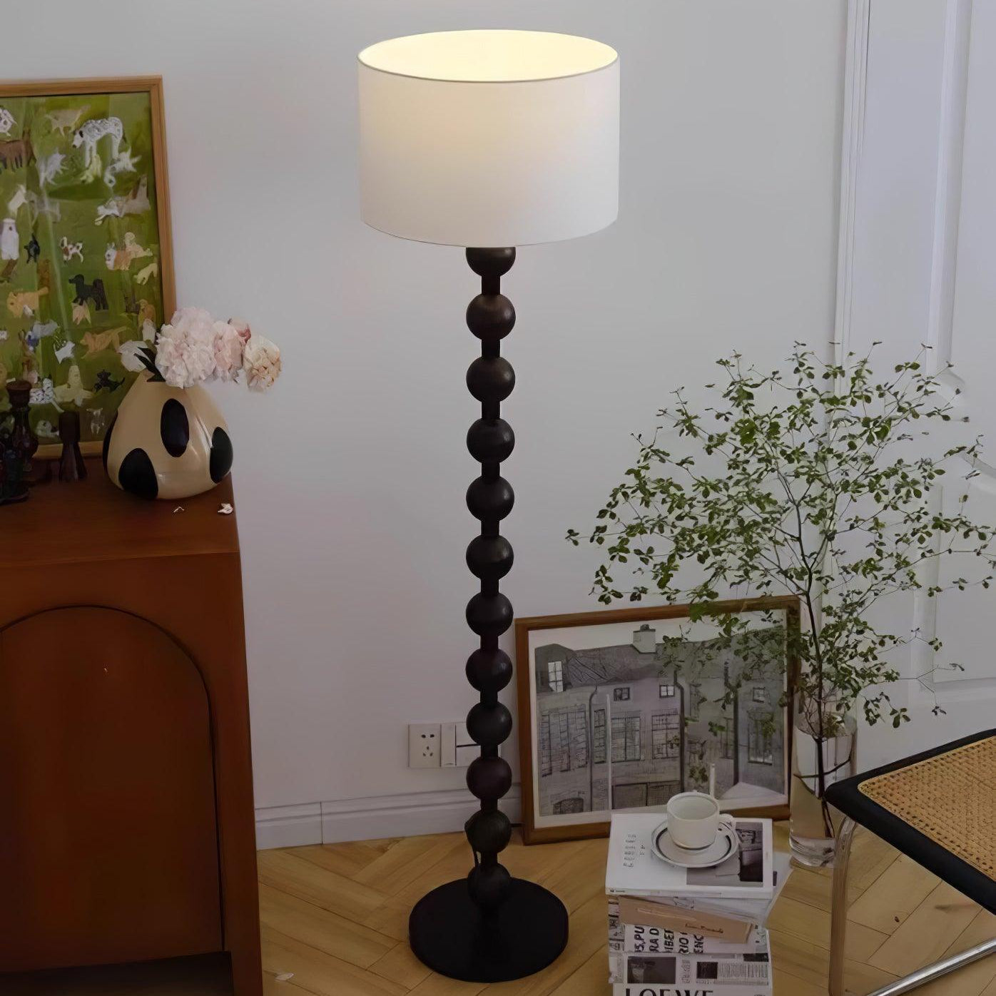 Hakka Barbell Wood Floor Lamp