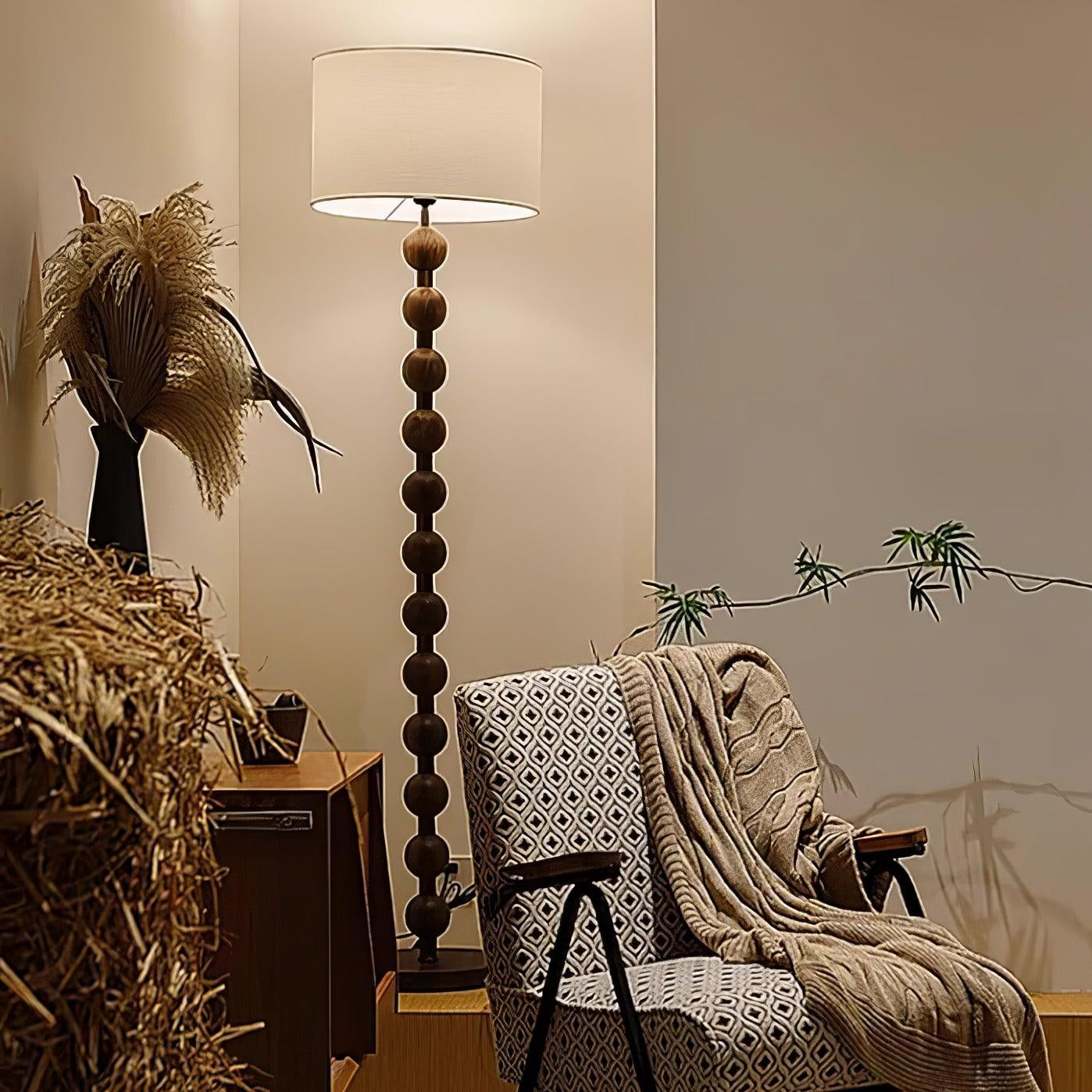 Hakka Barbell Wood Floor Lamp