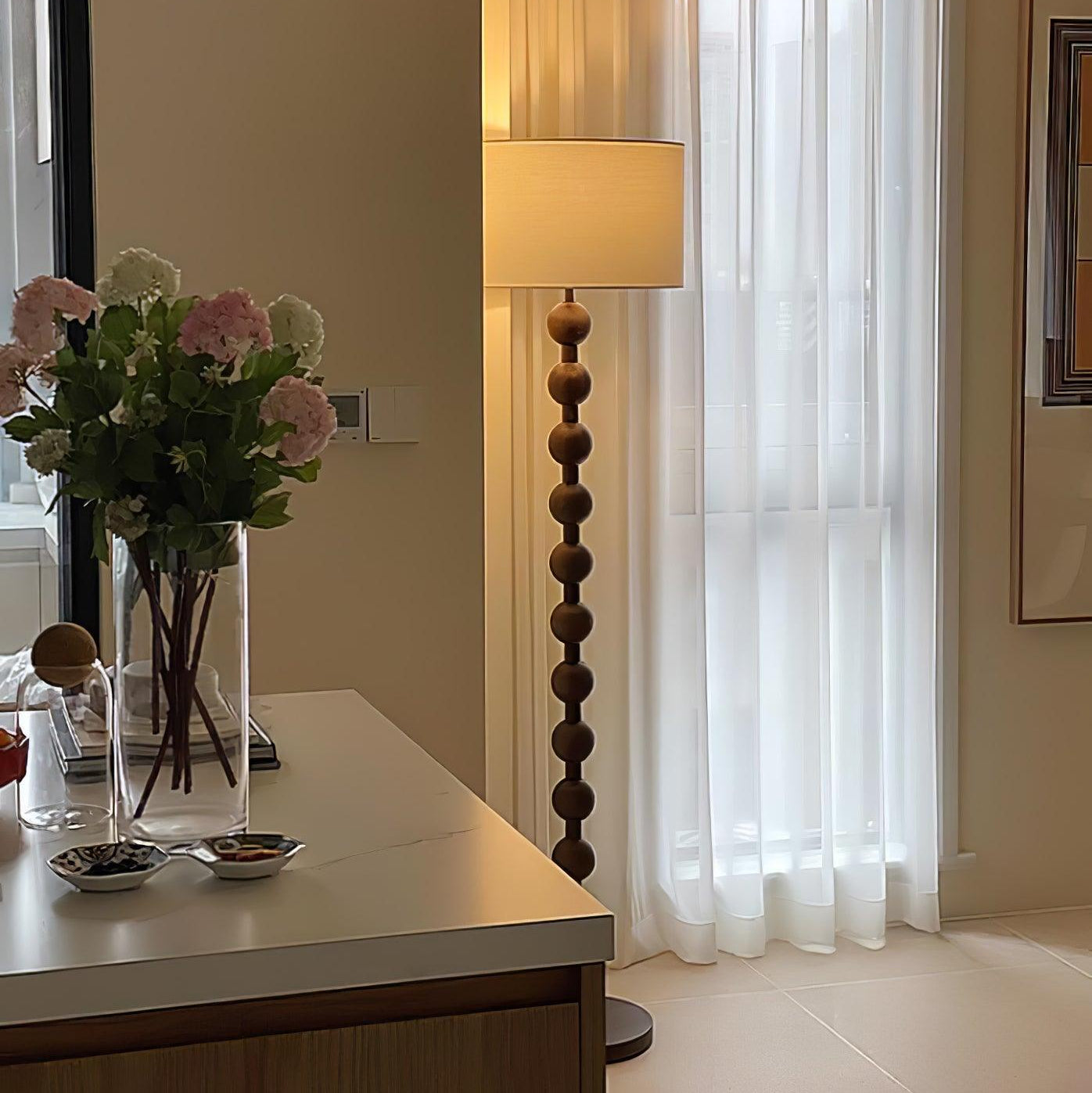 Hakka Barbell Wood Floor Lamp