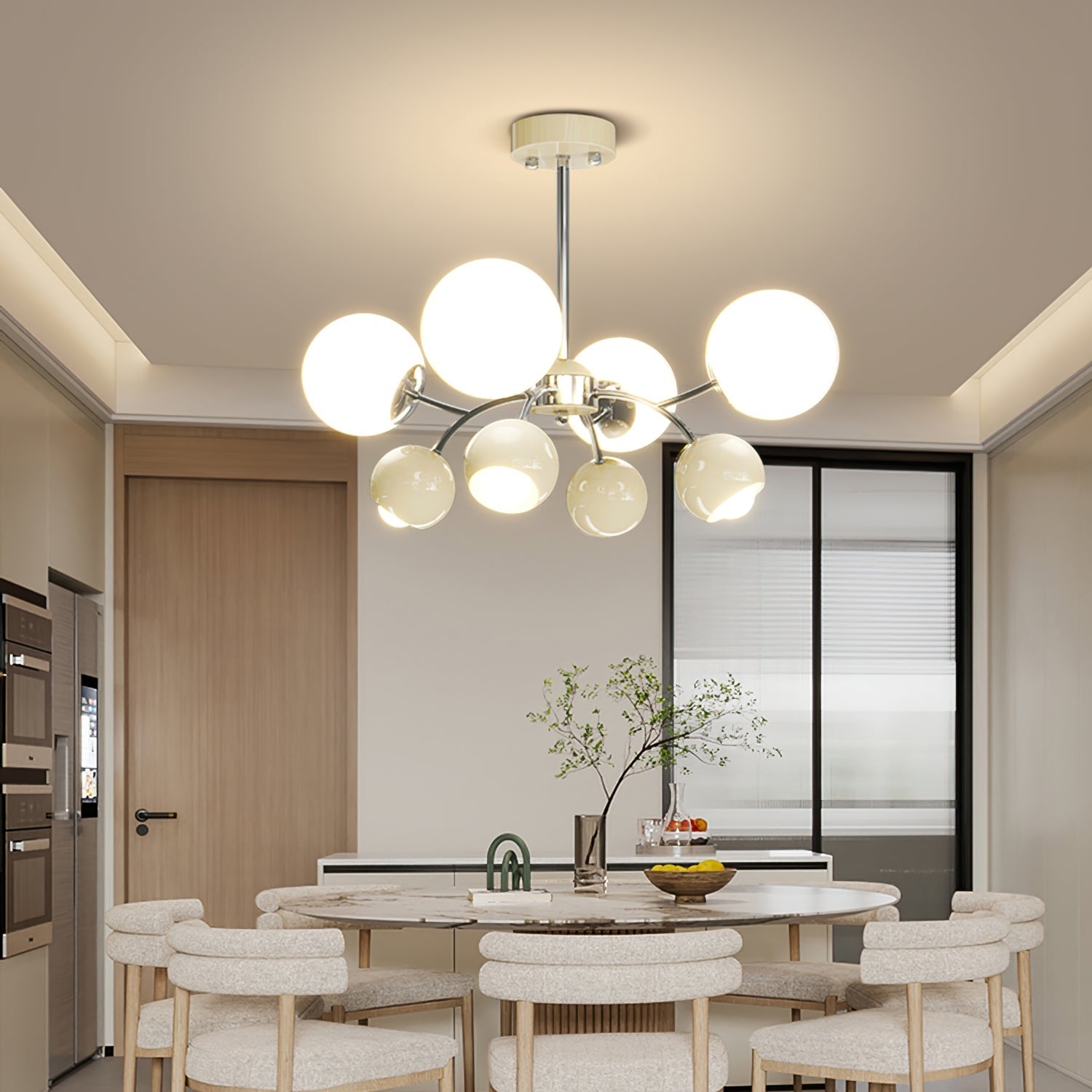 Halo Creamy Globe Chandelier