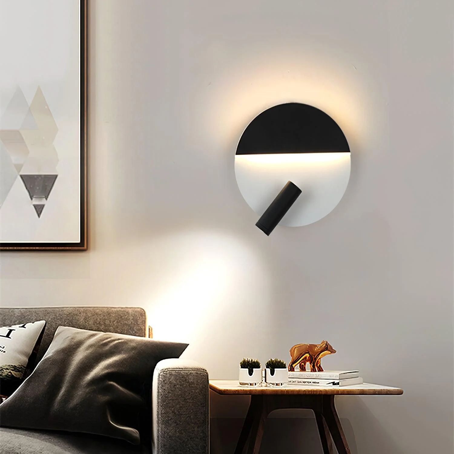 Edge Minimalismo Metal Negro Blanco Aplique Salón Comedor