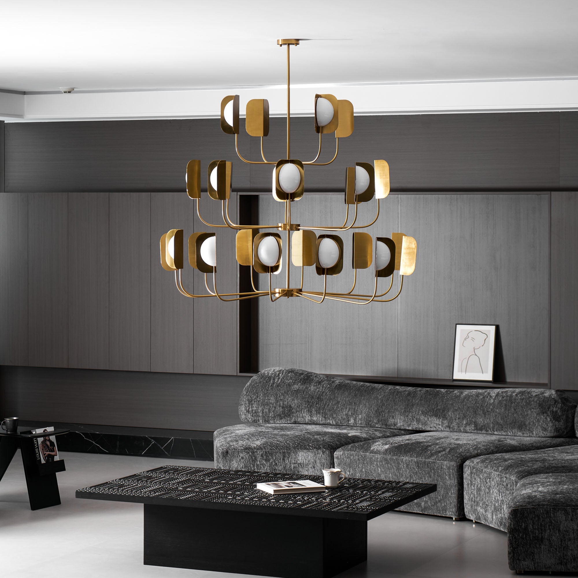 Axis Brass Leaf Chandelier