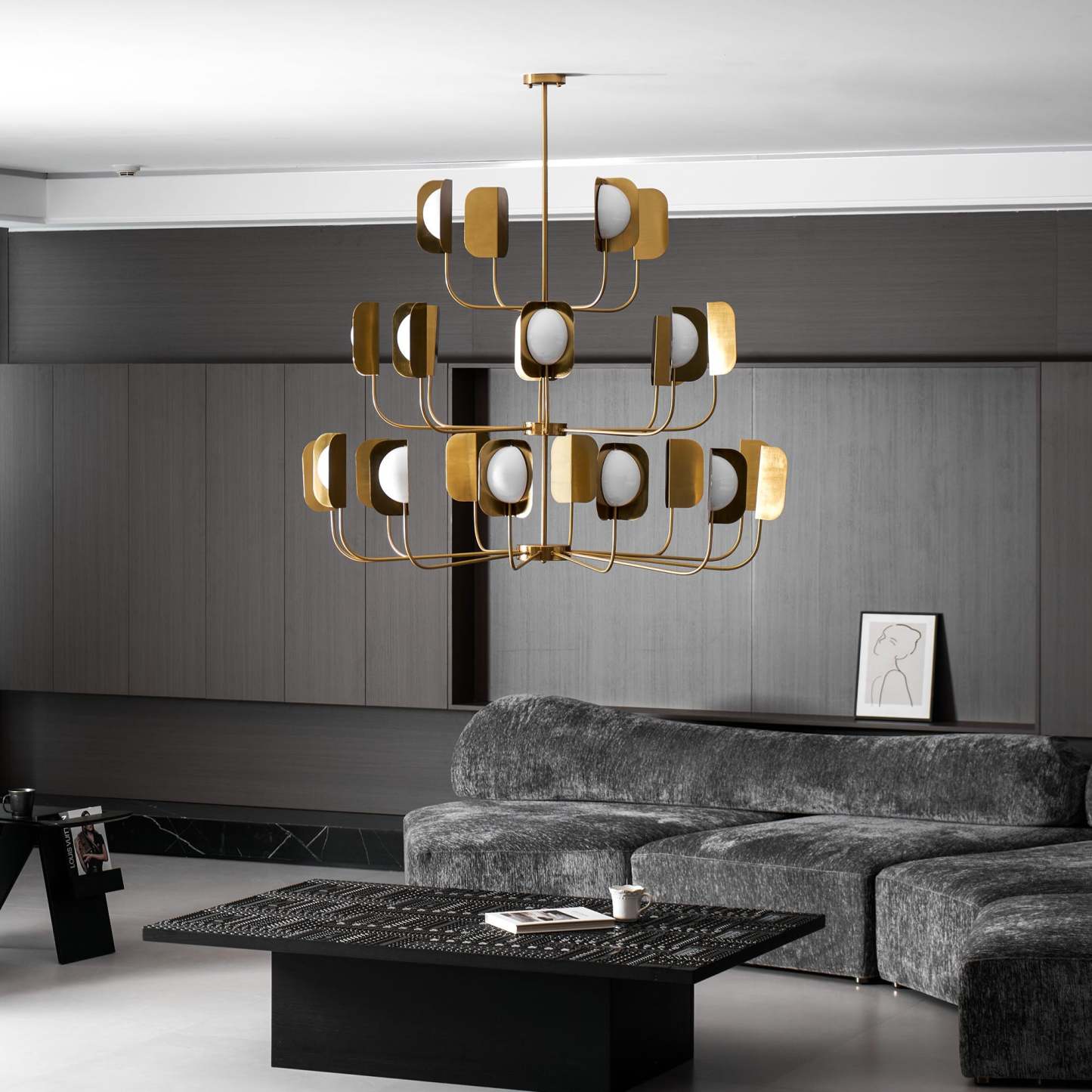 Axis Brass Leaf Chandelier