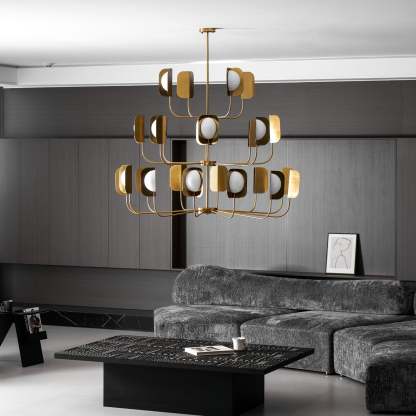 Axis Brass Leaf Chandelier