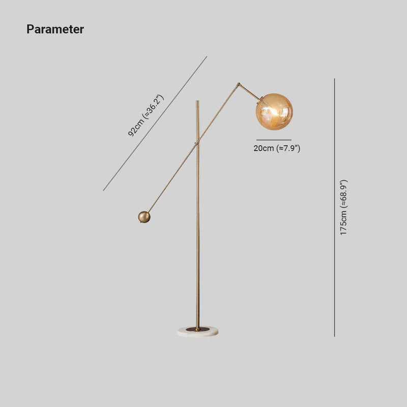 Luxury Moderna Geométrica Metal LED Lámpara de Pie, Latón