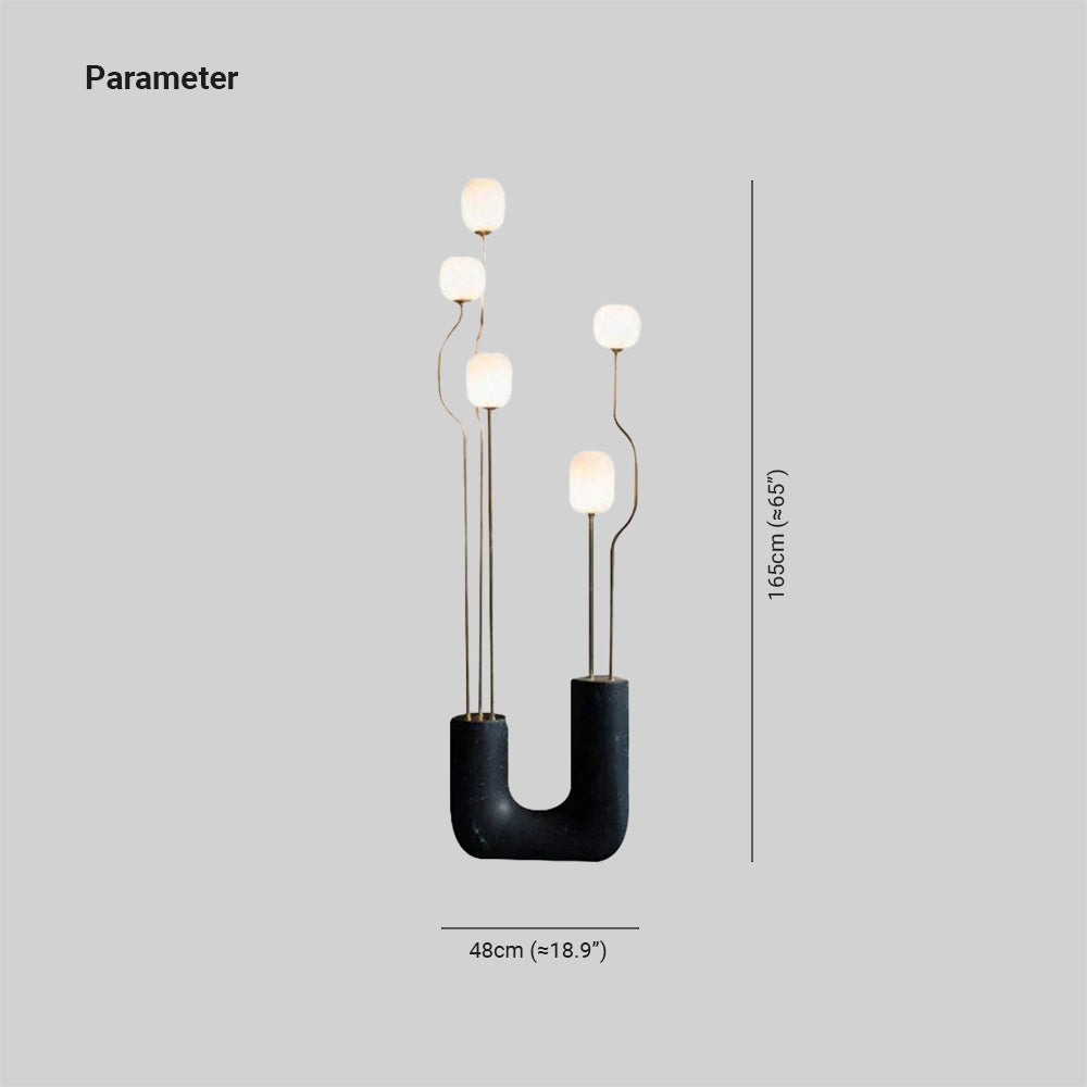 Russo Moderna Diseño Metal/Vidrio Lámpara de Pie, Negro/Blanco