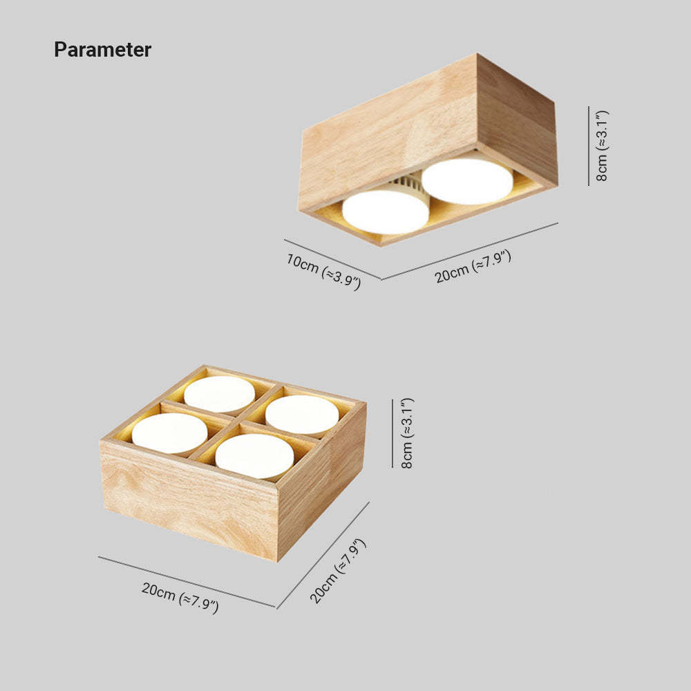 Ozawa Moderna Cuadrada Madera/Acrílico Lámpara de Techo Madera