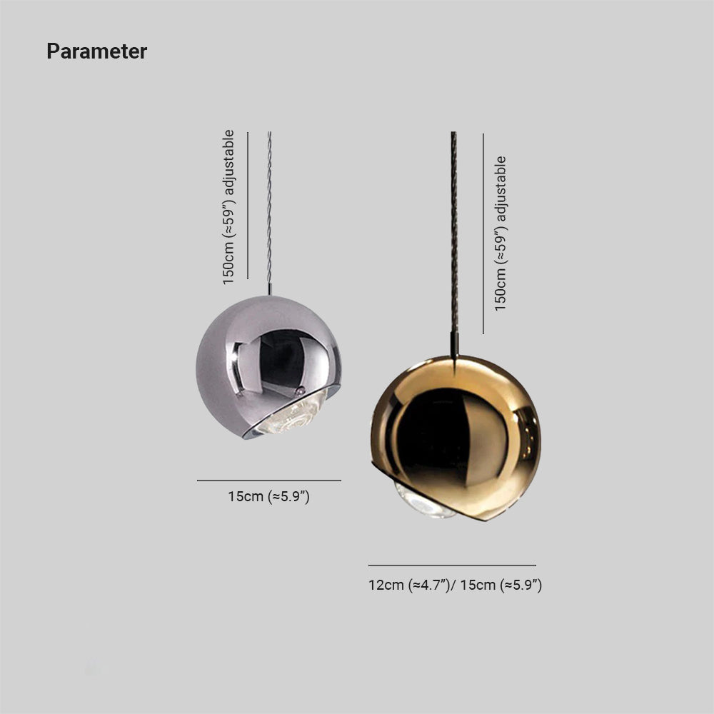 Valentina Modern Metal Ball Pendant Light, Silver/Gold
