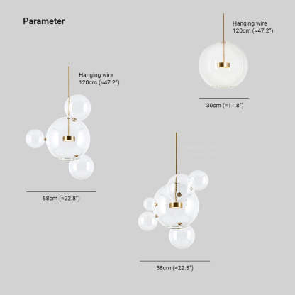 Hailie Moderne Boble Metal Pendellampe, Guld