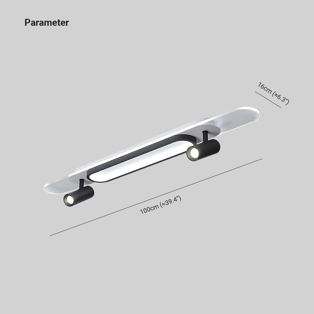 Haney Moderna Rectangular Metal LED Lámpara de Techo, Blanca