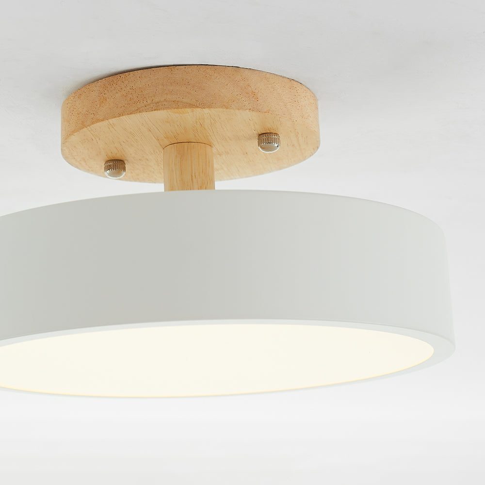 Quinn Moderna Redonda Madera/Acrílica Lámpara de Techo Negra/Rosa/Verde/Madera