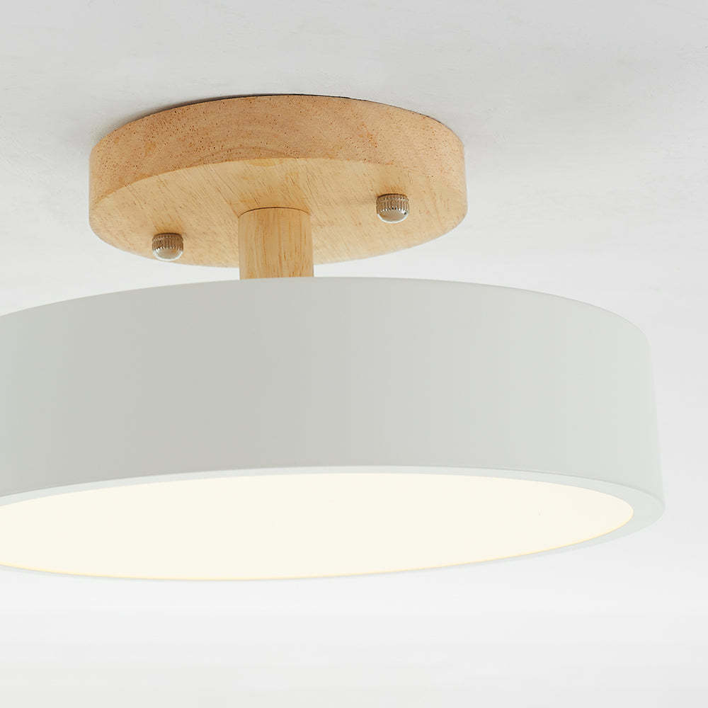 Quinn Moderna Redonda Madera/Acrílica Lámpara de Techo Negra/Rosa/Verde/Madera