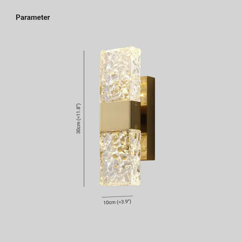 Kajetan Lujo Rectangular Metal/Vidrio Aplique de Pared, Dorado