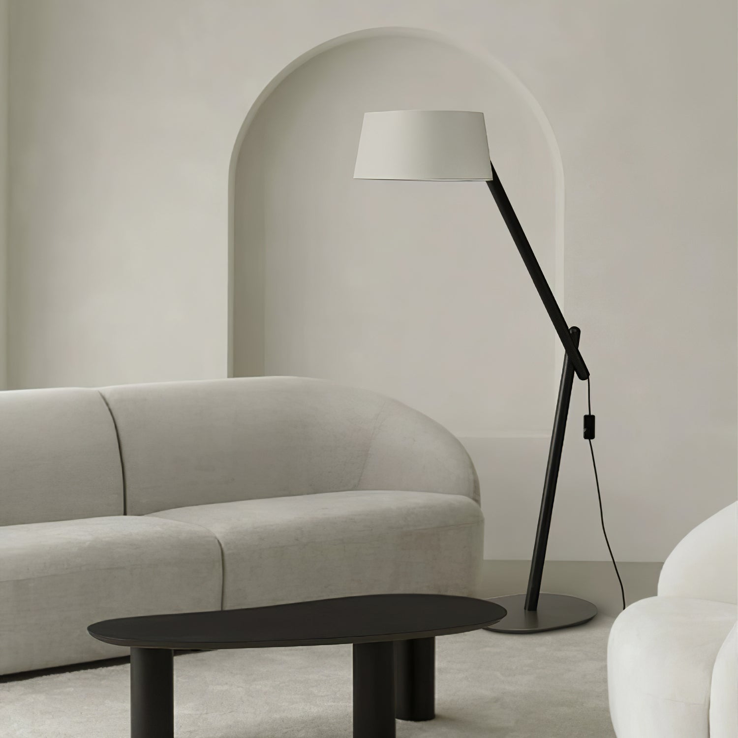 Hakka Lean Pivot Wood Fabric Floor Lamp