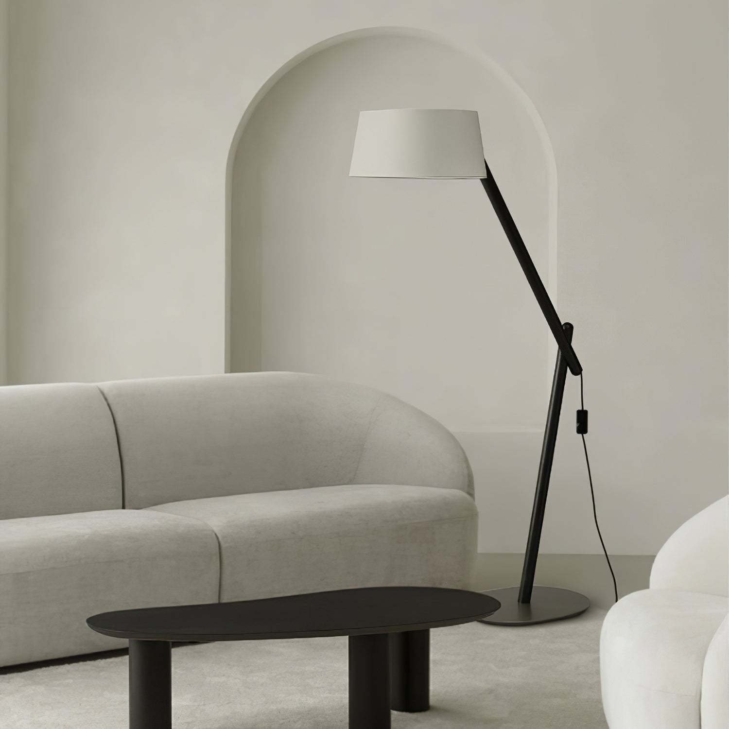 Hakka Lean Pivot Wood Fabric Floor Lamp
