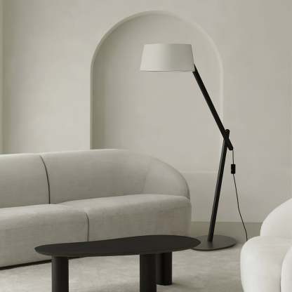 Hakka Lean Pivot Wood Fabric Floor Lamp