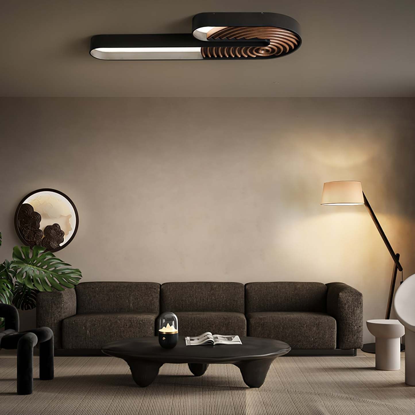 Hakka Lean Pivot Wood Fabric Floor Lamp
