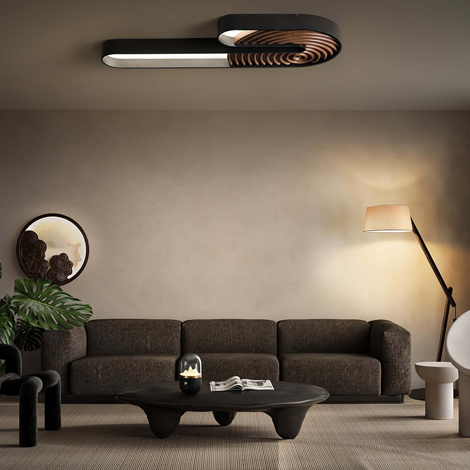 Hakka Lean Pivot Wood Fabric Floor Lamp