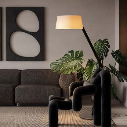 Hakka Lean Pivot Wood Fabric Floor Lamp