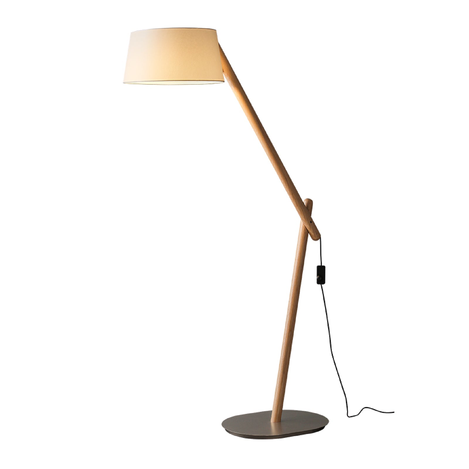 Hakka Lean Pivot Wood Fabric Floor Lamp