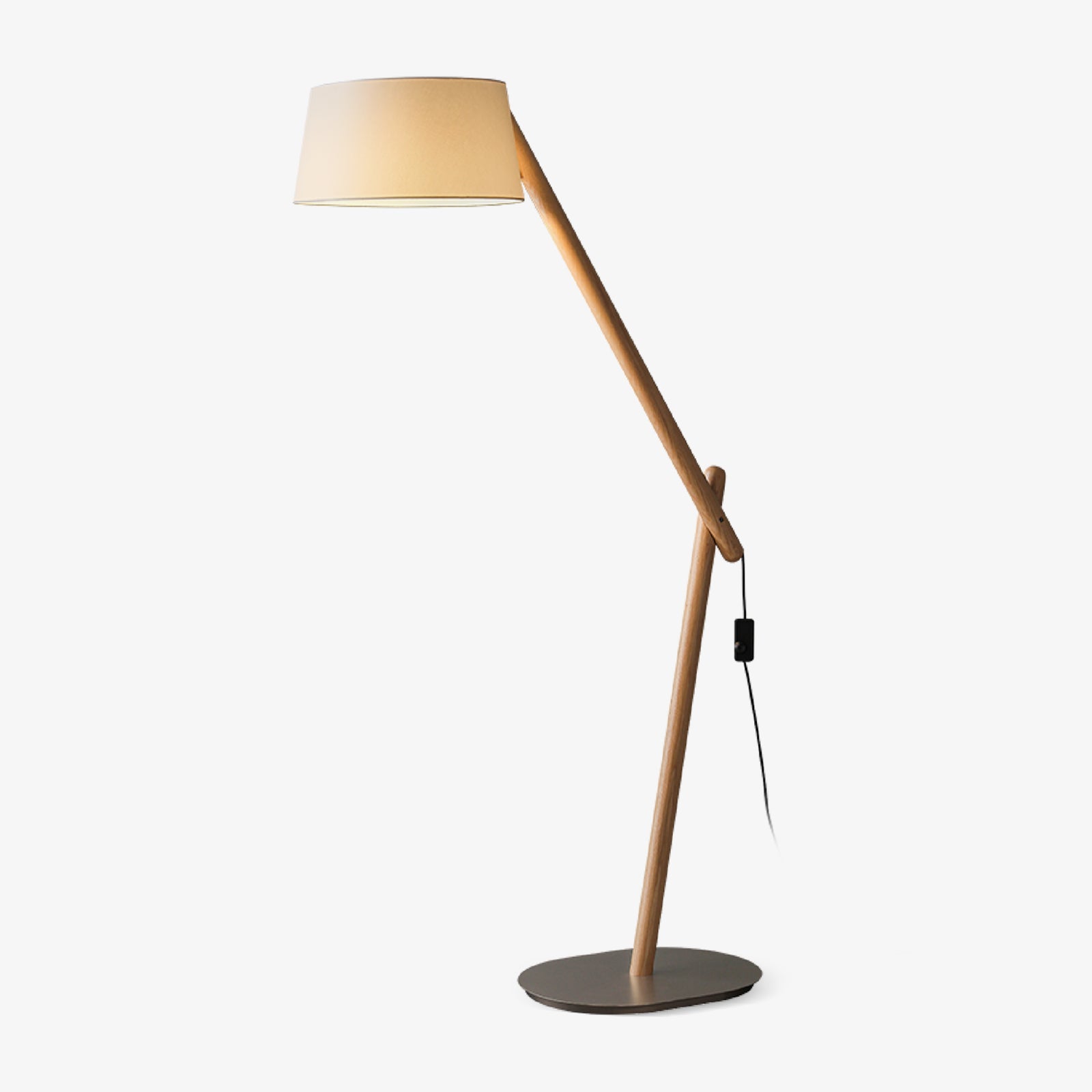 Hakka Lean Pivot Wood Fabric Floor Lamp