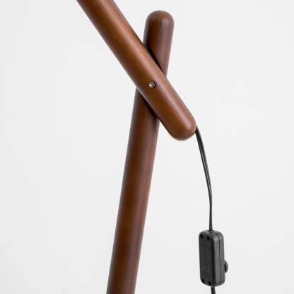 Hakka Lean Pivot Wood Fabric Floor Lamp